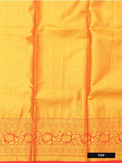 Kanmanie Pure Silk Floral Design with Contrast Border Pavadai Material
