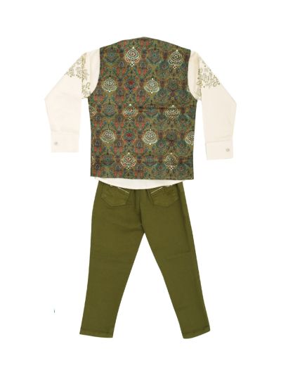 Gracecharm Boys Jacquard Ethnic Vest and Pants Set