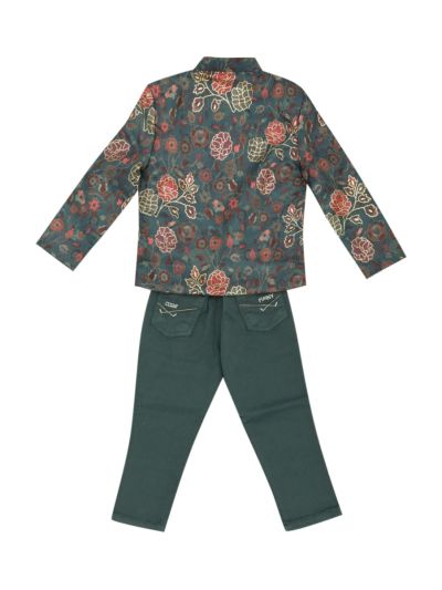 Gracecharm Boys Jacquard Ethnic jacket and Pants Set