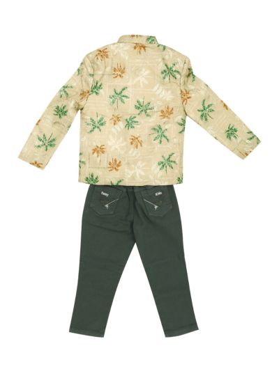Gracecharm Boys Jacquard Ethnic jacket and Pants Set