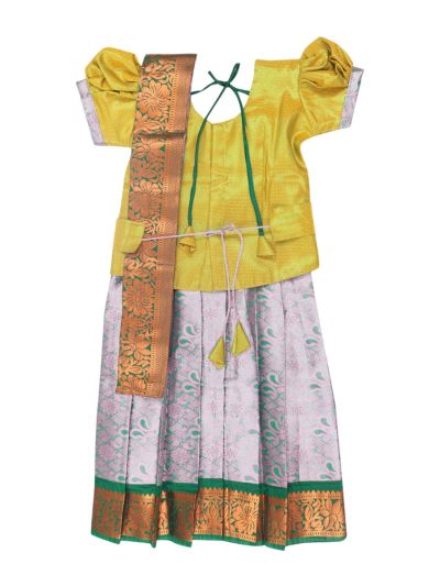 Charming Girls Readymade Art Silk Pattu Pavadai Set