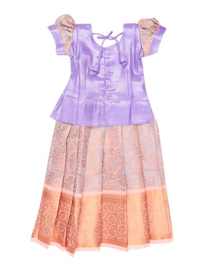 Charming Girls Readymade Stone Work Art Silk Pattu Pavadai Set