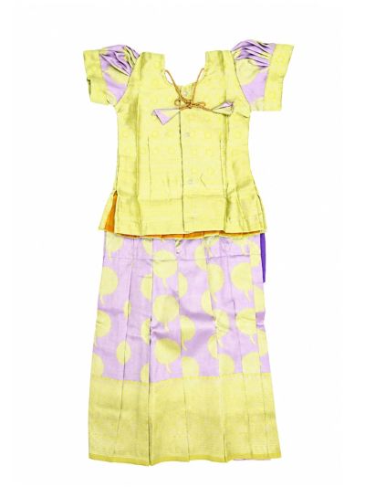 Charming Girls Readymade Stone Work Art Silk Pattu Pavadai Set