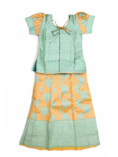 Charming Girls Readymade Stone Work Art Silk Pattu Pavadai Set