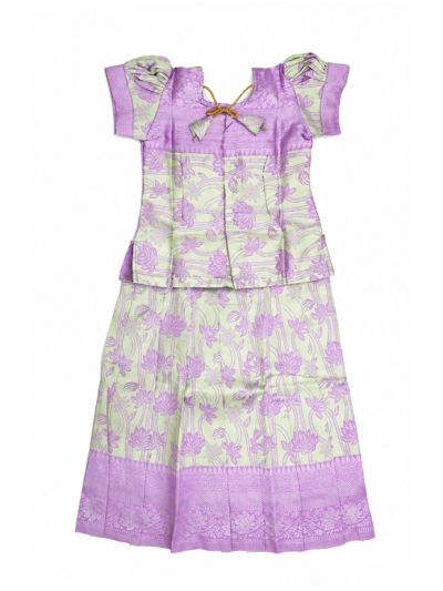 Charming Girls Readymade Stone Work Art Silk Pattu Pavadai Set
