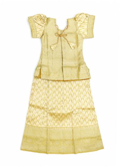 Charming Girls Readymade Stone Work Art Silk Pattu Pavadai Set