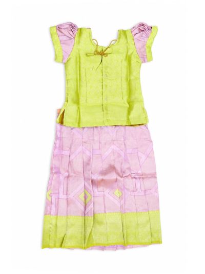 Charming Girls Readymade Stone Work Art Silk Pattu Pavadai Set