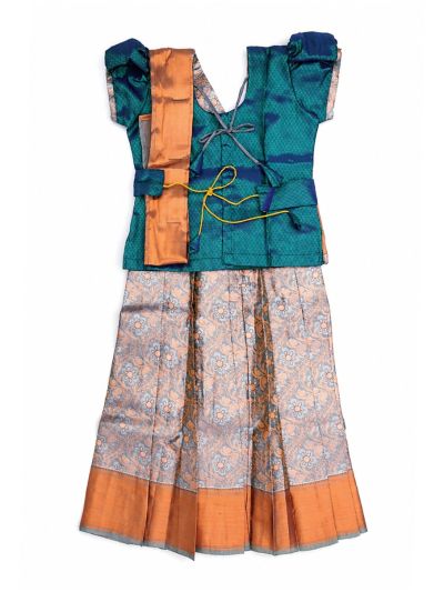 Charming Girls Readymade Stone Work Art Silk Pattu Pavadai Set