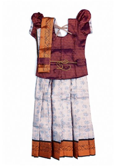 Charming Girls Readymade Stone Work Art Silk Pattu Pavadai Set