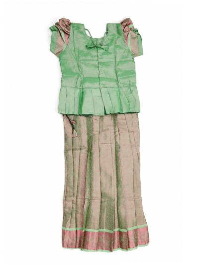 Charming Girls Readymade Stone Work Art Silk Pattu Pavadai Set