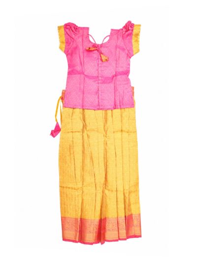 Charming Girls Readymade Stone Work Art Silk Pattu Pavadai Set