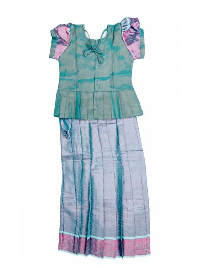 Charming Girls Readymade Stone Work Art Silk Pattu Pavadai Set