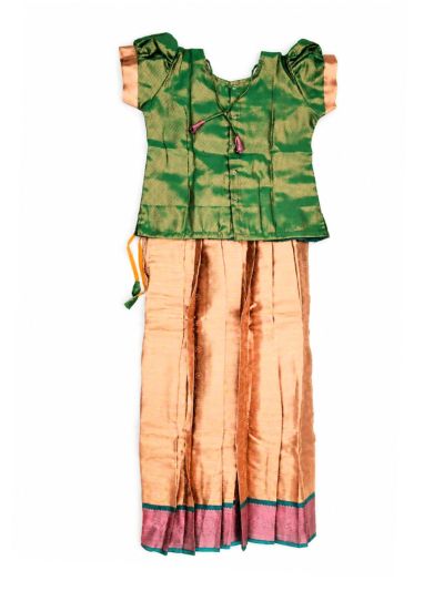 Charming Girls Readymade Stone Work Art Silk Pattu Pavadai Set