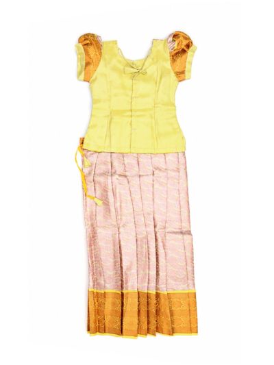 Charming Girls Readymade Stone Work Art Silk Pattu Pavadai Set