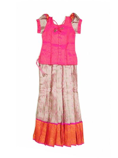 Charming Girls Readymade Stone Work Art Silk Pattu Pavadai Set