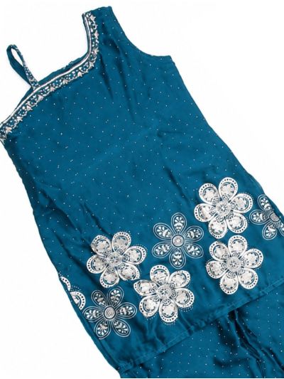 Gracecharm Girls Embroidered Top and Palazzo Set with Dupatta