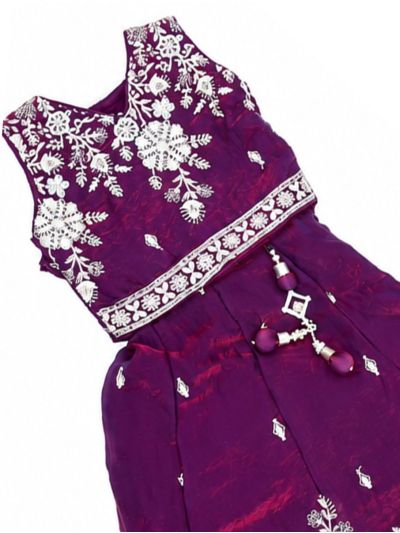Gracecharm Girls Embroidered Choli Top and Lehenga Skirt with Dupatta