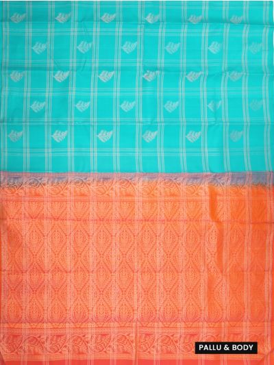 Gracecharm Elegant Pure Soft Silk Checked and Butta Design Borderless Saree