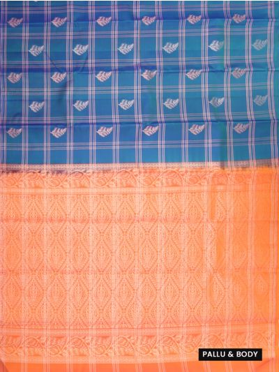 Gracecharm Elegant Pure Soft Silk Checked and Butta Design Borderless Saree