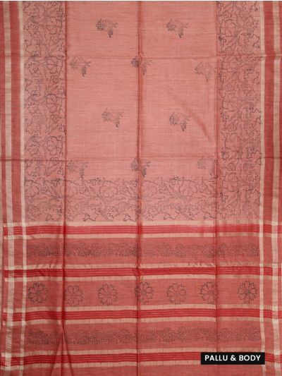 BlossomEase Art Tussar Floral Design with Border Saree