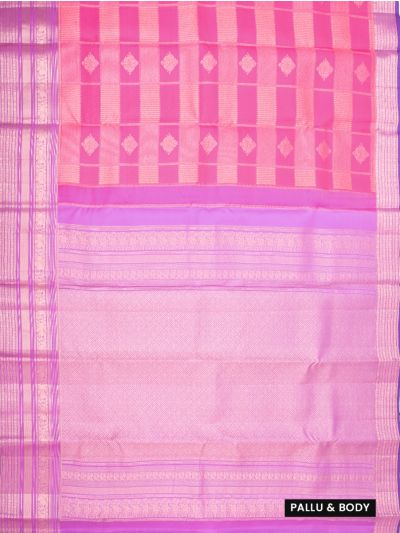 Vivaha Pure Silk Kanchipuram Wedding Jacquard Geometric Motif with Zari Border Saree