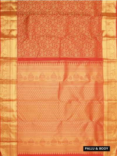 Vivaha Pure Silk Kanchipuram Wedding Jacquard Floral Motif with Zari Border Saree