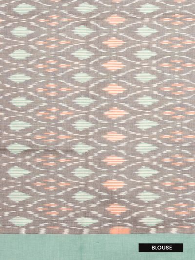 Gracecharm Pochampally Cotton Ikat Geometric Design with Border Saree