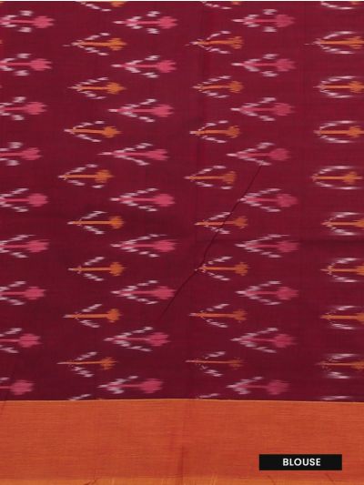 Gracecharm Pochampally Cotton Ikat Butta Design with Border Saree