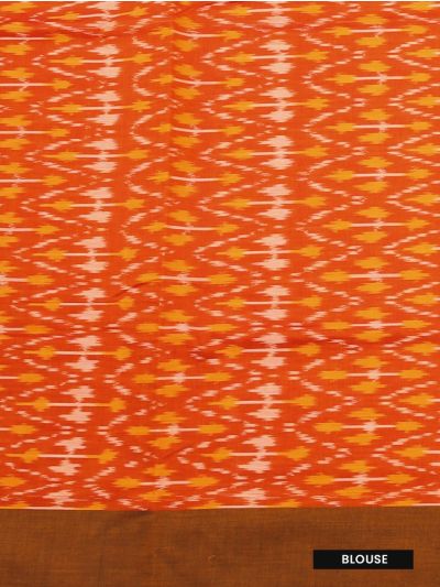 Gracecharm Pochampally Cotton Ikat Geometric Design with Border Saree