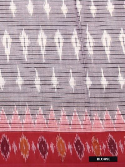 Gracecharm Pochampally Cotton Ikat Butta Design with Border Saree