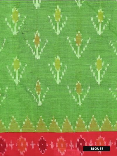 Gracecharm Pochampally Cotton Ikat Butta Design with Border Saree