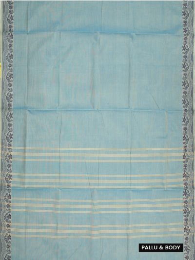 Gracecharm Chettinad Cotton Plain with Border Saree - Without Blouse