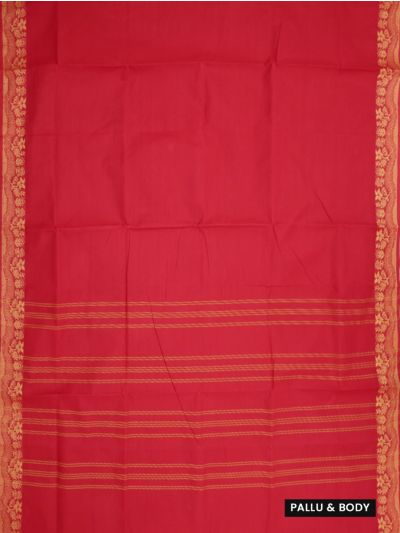 Chettinad Cotton Plain with Floral Border Saree - Without Blouse