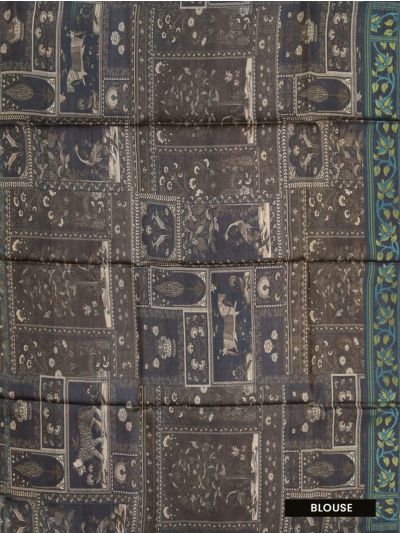 Graceful Essence Tussar Silk Animal Floral Print Design with Border Saree