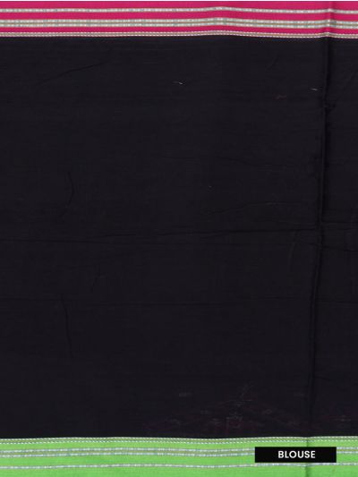 Black Banahatti Cotton Saree with Temple Border and Striped Pallu