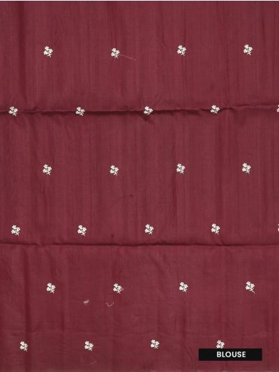 Gracecharm Semi Tussar Floral Embroidered Border Saree with Small Floral Buttas
