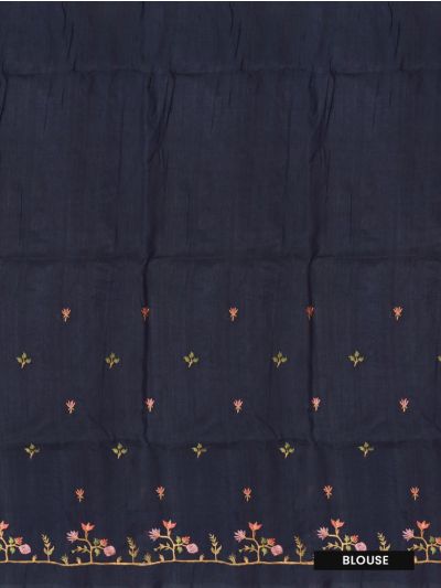 Gracecharm Semi Tussar Tree Branch Floral Embroidered Saree with Small Floral Buttas