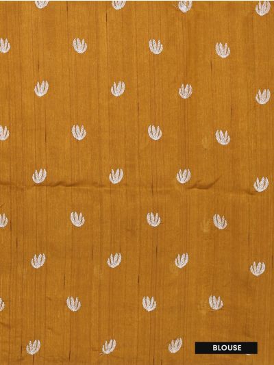 Gracecharm Semi Tussar Daisy Floral Border Saree with Small Floral Buttas