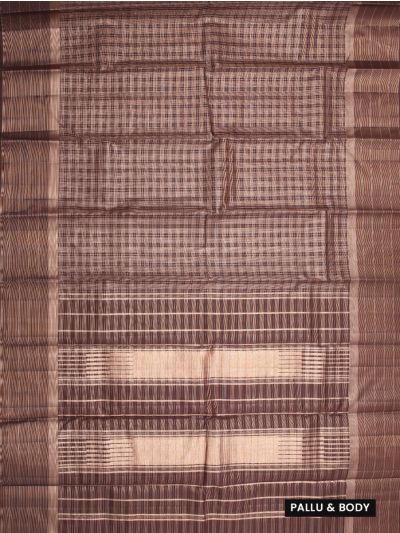 Gracecharm Pure Soft Silk Checked Design with Border Saree