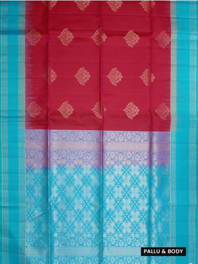 Gracecharm Pure Soft Silk Floral Butta Design Contrast Border Saree