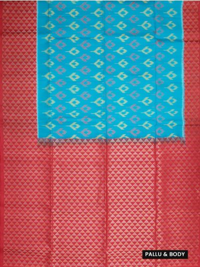 Gracecharm Pure Soft Silk Ikat Floral Butta Design Contrast Border Saree