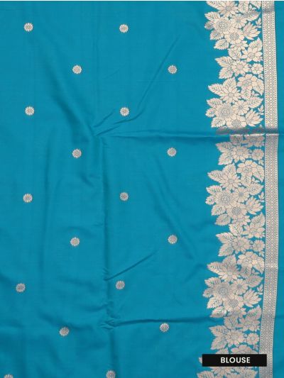 Gracecharm Shot Silk Floral Leaf Butta Design with Floral Border Saree