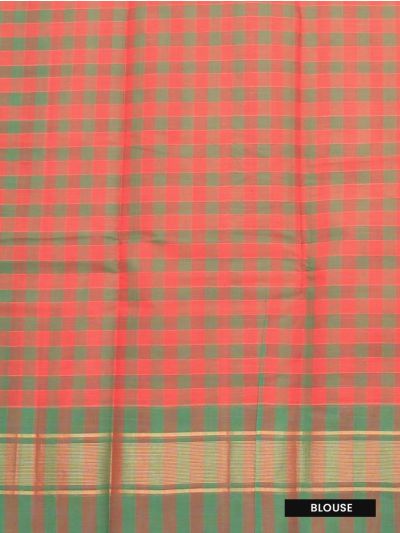 Gracecharm Elegant Kanchi Cotton Self-Striped Design Contrast Border Saree