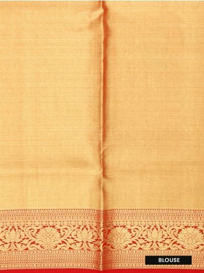 Kanmanie Pure Silk Lotus and Floral Butta with 6 Inch Zari Border Saree
