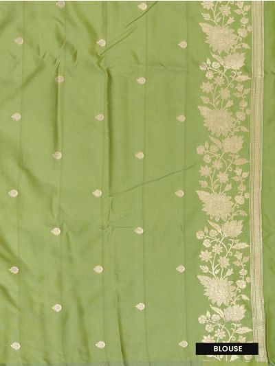 Gracecharm Shot Silk Floral Bouquet Butta Design with Floral Vine Border Saree