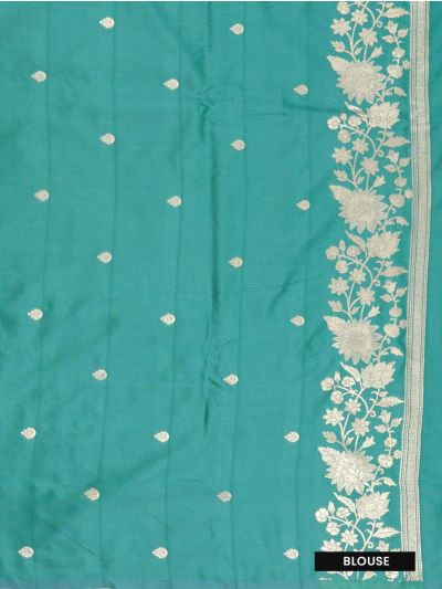Gracecharm Shot Silk Floral Bouquet Butta with Floral Vine Border Saree