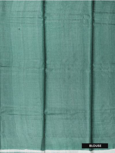 Graceful Essence Tussar Silk Floral Leaf Silhouette Geometric Border Saree