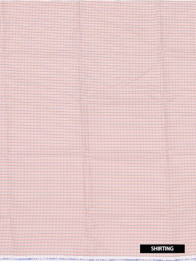 Classic Elegance Men's Peach Orange Checks Unstitched Shirt and Trouser Set