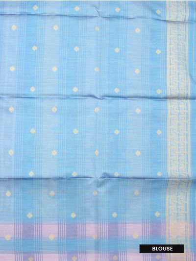 Gracecharm Art Dupion Floral Stripe Butta Checked Border Ogee Pallu Saree