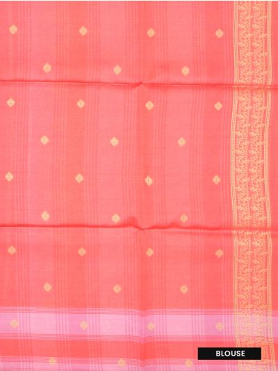 Gracecharm Art Dupion Floral Stripe Butta Checked Border Ogee Pallu Saree